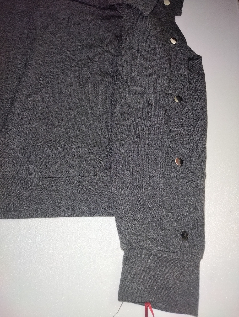 Jennifer Lopez Jlo Women's One Shoulder Snap Charcoal Gray Sweatshirt  Xl New - Picture 3 of 8